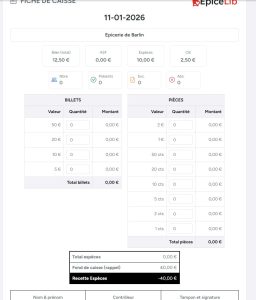 Page Jour de passage – Gestion des passages et enregistrement des dépenses feuille de caisse