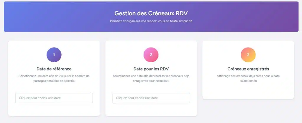 Page Gestion des créneaux de rendez-vous – Organisation et planification des RDV creation rdv