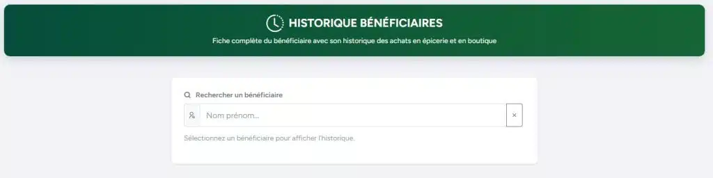 Module Historique des bénéficiaires – Consultation complète et suivi des parcours historique