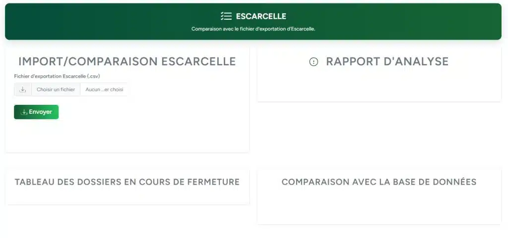 Module Escarcelle – Import, comparaison et analyse des données import escarcelle