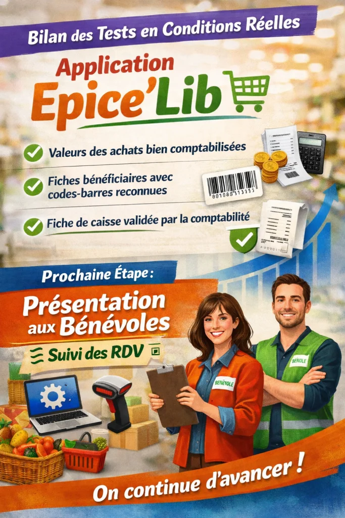 Bilan des tests en conditions réelles – application Epice’Lib post fb